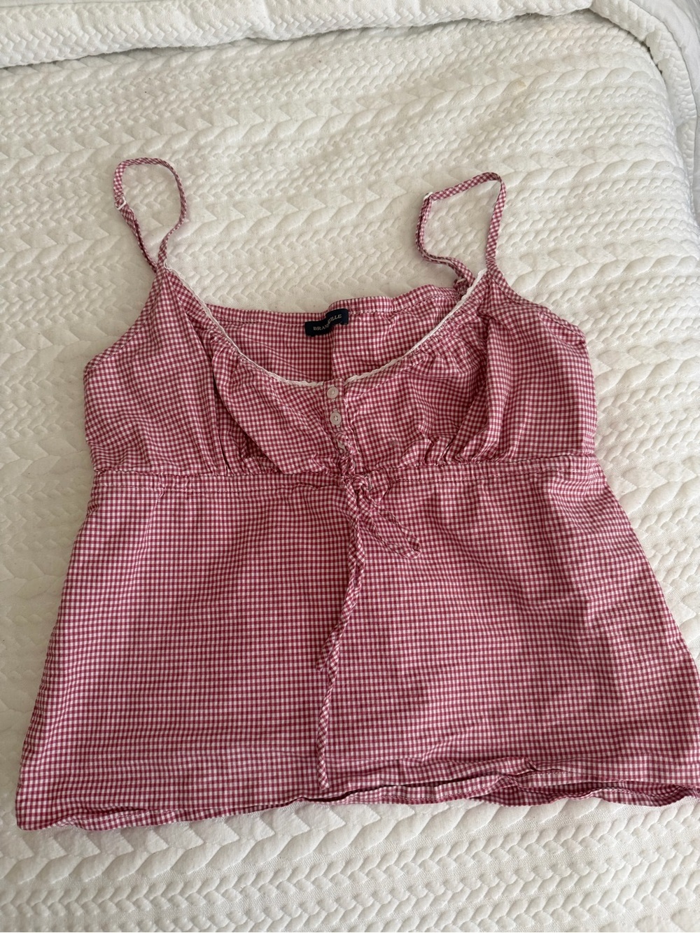 Brandy Melville Pink Gingham Spaghetti Strap Tank
